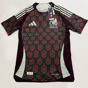 ADIDAS MEXICO 2024 HOME AUTHENTIC JERSEY MENS WINE/GREEN COLOR , SIZE XS.